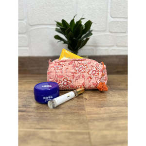 Quilted Bohemian for Toiletry & <b>Makeup</b> Bag with Tassel Pattern Block Print String Closure Portable <b>Case</b> for Storage - Product Image 1
