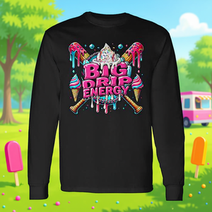 T-shirt a maniche lunghe Big Drip Energy con design a fiocchi di zucchero - Product Image 3