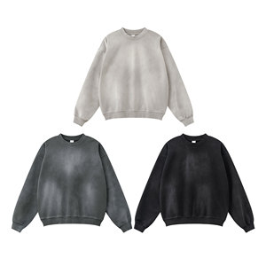 Logo personnalisé 370G hommes singe lavé sweat col rond français éponge rétro Streetwear Baggy goutte épaule sweat pour hommes - Product Image 2