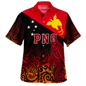 Chemise pour homme PNG Top rouge Lettres blanches à manches courtes Motif carte d'oiseau Hawaïen Traditionnel Cool Comfort Wear - Product Image 1