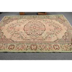 Alfombra turca de área grande, diseño clásico de retazos rosa y verde, alfombra grande de lana rectangular abstracta de 6x9 pies para adolescentes que viven en látex - Product Image 3