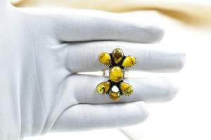 Handmade <b>Adjustable</b> <b>Ring</b> With Honey Dahlia Turquoise And Sterling Silver For Womens Boho Jewelry Style - Product Image 4