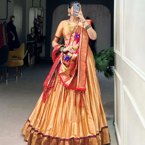 Nouveau élégant traditionnel Jacquard soie Paithani Lehenga Choli classique et contemporain Saree de mariée traditionnel pour les mariages - Product Image 1