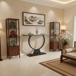 CST054 Modern Luxury DIN Console <b>Table</b> with <b>Mirrored</b> Stone Top and Iron Frame for Entry Villa Living Room Hotel Bedroom - Product Image 3