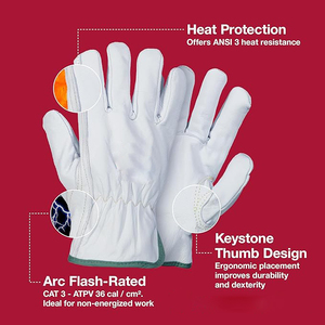 Guantes de piel de cabra genuina Guantes de moda sin forro con características antiestáticas de resistencia al calor de uso general - Product Image 3