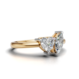 IGI Certified Lab Grown Diamond Toi Et Moi <b>Ring</b> 18K Yellow / White & Rose Gold Marquise & Heart Shape Engagement <b>Ring</b> for Women - Product Image 3