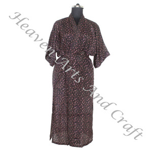 KL014, Kimono de seda bohemio Vintage, Kimono largo bohemio gitano reciclado, Kimono Vintage de seda, batas largas, ropa de dormir para mujer - Product Image 2