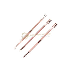 เครื่องมือดันหนังบนเล็บแบบสองด้านสีโรสโกลด์สแตนเลสสตีลออกแบบมาเพื่อทำความสะอาดและเสริมสุขภาพเล็บ - Product Image 2