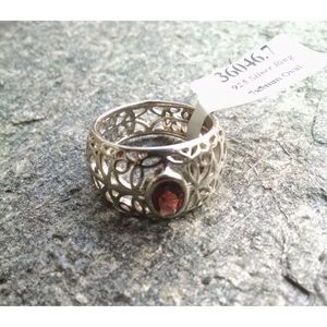 Shah Gems Women's Natural <b>Garnet</b> <b>Ring</b> in 925 Sterling <b>Silver</b> Rhodium Plated Fine Jewelry for Everyday Wear - Product Image 5