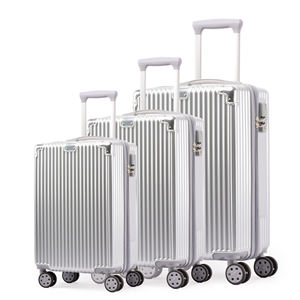 <span class=keywords><strong>Valise</strong></span> vintage argentée à roulettes avec coins métalliques brillants et serrure à combinaison – La meilleure <span class=keywords><strong>valise</strong></span> abordable et économique - Product Image 3