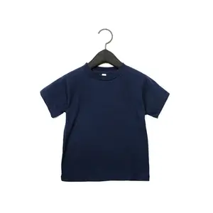 T-shirts à manches courtes pour tout-petits bleu marine 100% Airlume peigné et t-shirt respirant en jersey de coton filé à l'anneau