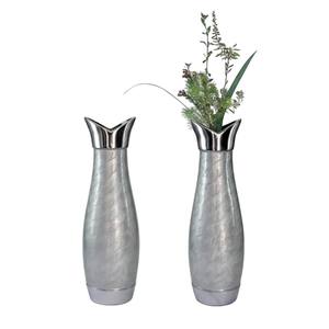 Ensemble de 2 vases à fleurs en métal doré rose faits à la main, en forme de bouteille de champagne en aluminium, pour la décoration de la maison et du salon - Product Image 3