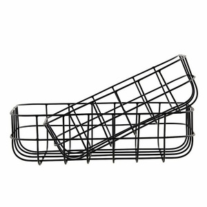 Hot Selling Metal Grip Wire Metal <b>Basket</b> with <b>Handle</b> Storage Set of 2 Clothing <b>Basket</b> for Home and Kitchen Use Black Colour - Product Image 1