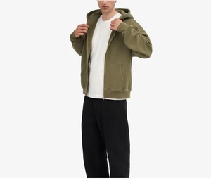 CVC hommes décontracté à manches longues fermeture éclair complète polaire à capuche Logo personnalisé solide poussiéreux Olive meilleure qualité Bangladesh exportation automne - Product Image 6