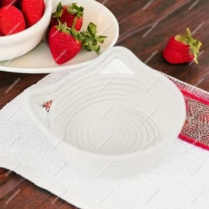 ตะกร้าซักผ้าเชือกคอตตอนสีขาวขนาดเล็กทรงรีพับเก็บได้ตะกร้าสำหรับเก็บของ - Product Image 3