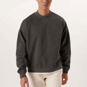 Top Designer <b>Men's</b> <b>Hoodie</b> Stylish Vintage Solid Pullover Lightweight Crew Neck Sweatshirt with Drop Shoulder Casual Street Wear - Product Image 1