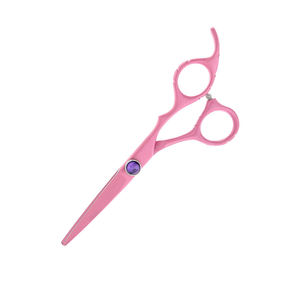 กรรไกรช่างตัดผมสีชมพูเคลือบมือซ้ายกรรไกรสแตนเลสพร้อมที่วางนิ้วเงินและสกรูแฟนซี - Product Image 4