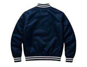 Veste universitaire unisexe en satin, style bomber, personnalisable, couleurs noir, bleu, blanc, orange, OEM, nouvelle mode, vêtement d'extérieur décontracté pour homme - Product Image 4