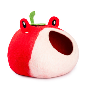 Cama para gatos de fieltro de lana de primera calidad, espacioso diseño de cueva para gatos con bonito patrón de rayas, alfombrilla y almohadilla para mascotas de interior altamente transpirable - Product Image 5