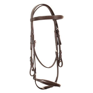 Brida de accesorios dorados personalizable para caballos de carreras ingleses, cuero suave cosido redondo de la India con logotipo personalizado - Product Image 2