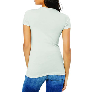 Nueva llegada Camisetas transpirables para mujer Bajo MOQ Color sólido O-cuello Camisetas para mujer Hecho en Pakistán - Product Image 3