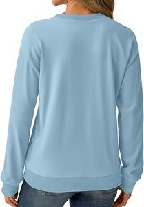 เสื้อสเวตเตอร์แขนยาวคอกลมสำหรับผู้หญิงเสื้อสเวตเชิ้ตสีบล็อกแบบหลวมลำลอง - Product Image 2