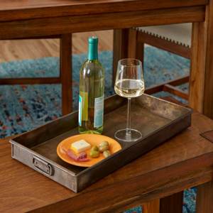 Bandeja de servicio de metal galvanizado con revestimiento negro Forma rectangular para bandejas de servicio de bebidas y aperitivos de Mesa para el hogar y el hotel - Product Image 6