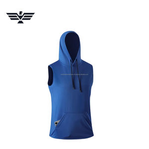 Sudadera sin mangas con capucha ligera al por mayor, diseño personalizado, bolsillo canguro, 100% algodón French Terry, primavera - Product Image 4