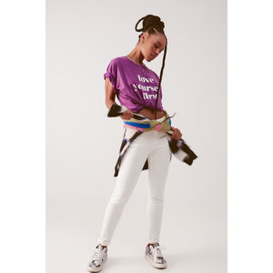 Pantalones vaqueros ajustados de cintura alta para mujer, transpirables, elásticos, estilo cargo, en color crema con decoración sencilla y rasgados - Product Image 6