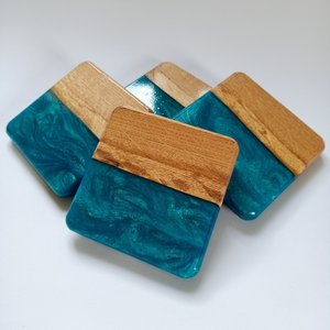 Best Quality Round Decorative <b>Coaster</b> <b>Set</b>, Elegant Classic Style Mixed Resin and Wood <b>Coasters</b> with Durable Stone Finish Design - Product Image 3