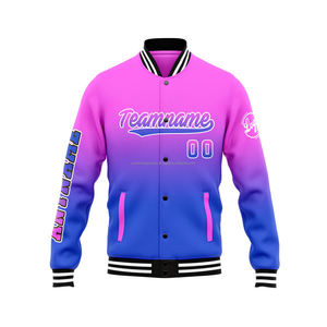 Chaqueta universitaria personalizada para equipos deportivos, ropa atlética con cuello levantado, decoración y logotipo bordados en la parte delantera, para el equipo de Deportes de la - Product Image 1