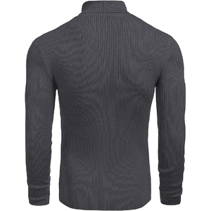 Suéter de punto de invierno antiarrugas ajustado para hombre, suéter de poliéster de cuello redondo transpirable antiencogimiento - Product Image 2