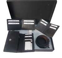 Kulit Asli Hadiah Promosi Combo Set Pria Dompet Wanita Clutch Belt Pemegang Kartu Kredit untuk Hadiah Perusahaan