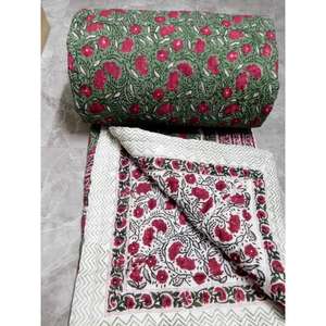 Edredón Jaipuri rajai hecho a mano con estampado de bloques edredones reversibles mantas cálidas de invierno fabricación al por mayor - Product Image 6
