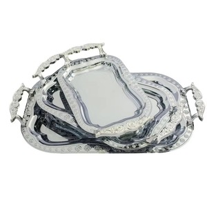 Le plus récent service salade fruits du désert chips et plateau de trempette pour la maison restaurants hôtels beau plateau de service en argent nouvel article - Product Image 3