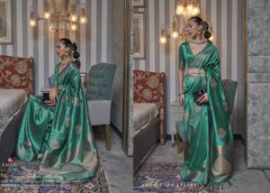 Saree en soie douce très exclusif avec tissage en cuivre riche Royal Kanchi Bordere pour les mariages et les fêtes Costume de style pakistanais - Product Image 2