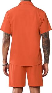 Conjuntos Deportivos para Hombre, Pantalones Cortos, Camisas Polo con Botones, Conjuntos Deportivos Casuales para Caminar, Cómodos - Product Image 3
