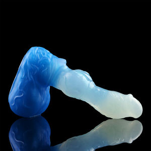 Dildo en silicone souple en gros, motif animal fantastique, chien et <span class=keywords><strong>loup</strong></span>, avec base, bleu verre, 4 tailles, <span class=keywords><strong>jouet</strong></span> sexuel pour adultes pour couples - Product Image 5