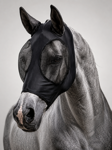 Masque anti-mouches pour chevaux, en maille respirante, avec protection des oreilles et anti-UV, pour l'entraînement en extérieur - Product Image 1
