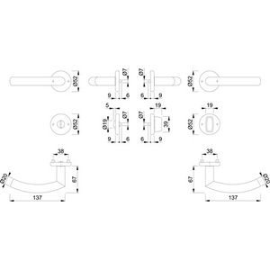 Juego de Rosetas de Acero Inoxidable Narvik E1430ZP/17KV/17KVS F69 SK/OL DIN, Accesorios para Rieles de Cortinas Izquierdos/Derechos D/D HOPPE - Product Image 3