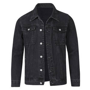 Ventes en gros de vestes en jean noires personnalisées avec logo, vestes en jean en coton uni pour hommes, vestes en denim pour hommes, vente en ligne. - Product Image 1