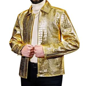 Veste de motard en cuir véritable effet peau de serpent, imperméable, coupe-vent, style urbain, doublure en coton, manches longues, fermeture éclair sur le devant, pour homme - Product Image 2