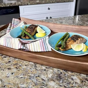 European Style <b>Square</b> Curved <b>Edges</b> Plywood Wooden Tray Easy Hand Grip Kitchen Item Hot Selling Food Serving Platter - Product Image 1