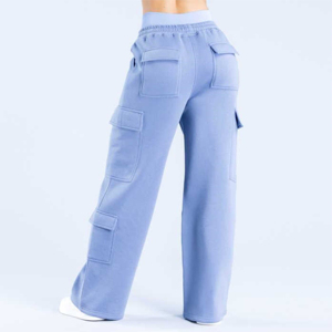 2025 Casual cintura alta Cargo bolsillo pierna ancha mujeres pantalones algodón polar hecho tela suave pantalones para mujeres en precio barato - Product Image 5