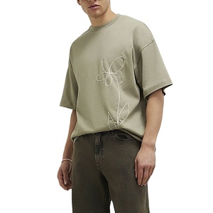 Summer T-Shirt Sports Trendy Embroidered design <b>Down</b> Shoulder Hot Selling Factory Low Price Crew Neck Custom Color Shirt - Product Image 1