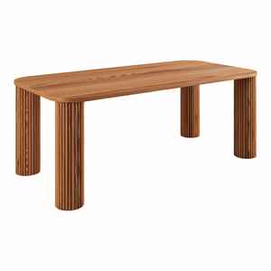 โต๊ะรับประทานอาหารไม้สี่เหลี่ยมที่ทันสมัยพร้อมการออกแบบขาทรงกระบอกร่องที่ไม่ซ้ำกันสำหรับร้านอาหารและบ้าน - Product Image 1