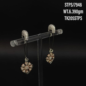 Ensemble de boucles d'oreilles de créateur en argent cz 925, breloques suspendues en plaqué or rose pour femmes, boucles d'oreilles modernes - Product Image 4