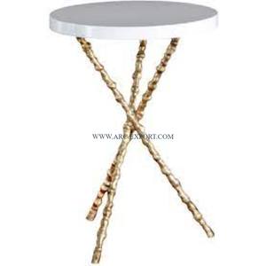 Table d'appoint ronde en métal et bois de bambou Pieds en fer Table d'appoint basse de qualité de luxe Table d'appoint de différentes tailles de qualité supérieure - Product Image 3