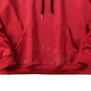 Sweat à capuche délavé à l'acide pour hommes de style urbain en coton mélangé avec strass détaillant motif imprimé scintillant pull d'hiver - Product Image 2