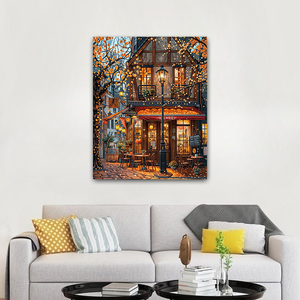 ภาพวาดแบบทำมือโดยตัวเลขไฟถนนหน้าร้านกาแฟวาดด้วยตัวเลขที่กำหนดเอง - Product Image 2